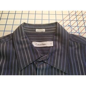 Calvin Klein Top Men's Blue Striped Slim Fit Shirt, Size M, Never Worn Condition